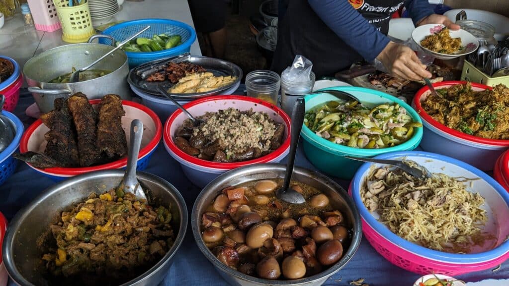 Curry Rice Stall At Samaki market, Kampot, Cambodia