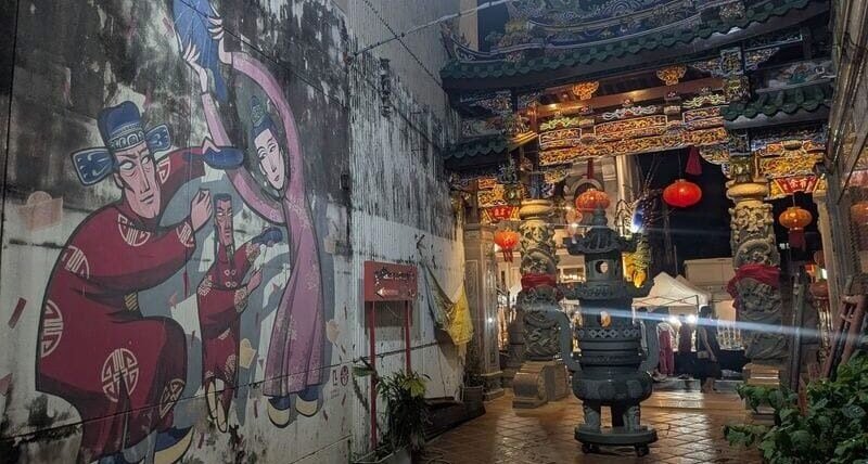 Street Art Murals at an entrance to a chinese temple in phuket